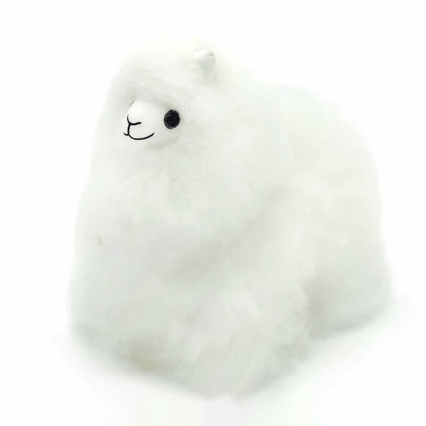 Іграшка альпака 15 см з натуральної вовни — міні | Ручна робота | Fluffy | Біла слонова кістка / 15 см